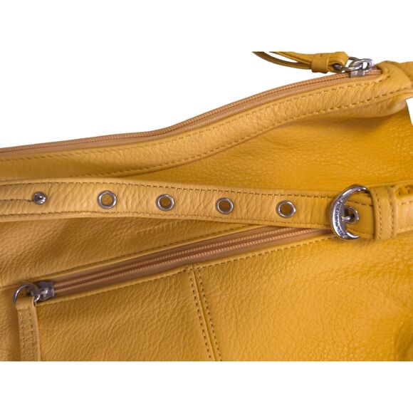 VTG Stone Mountain Mustard Yellow Leather Shoulder Hobo Bag Y2K Minimalist - Picture 8 of 8